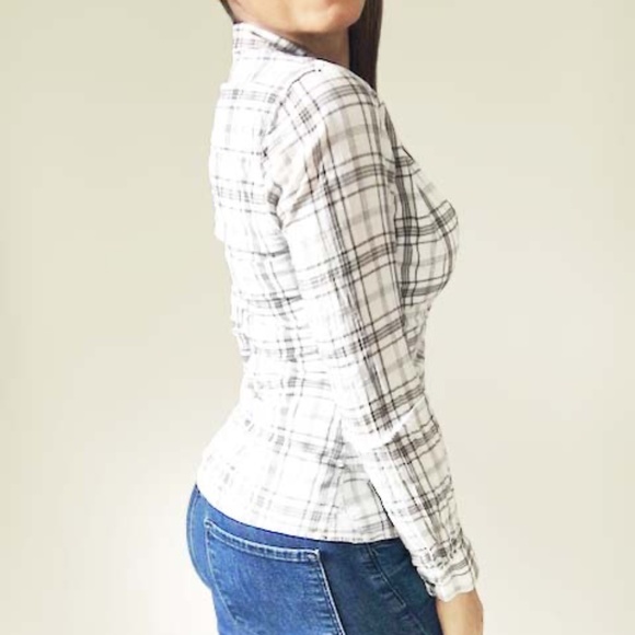 JAMES PERSE Brown Plaid Print Shirt - Picture 2 of 6